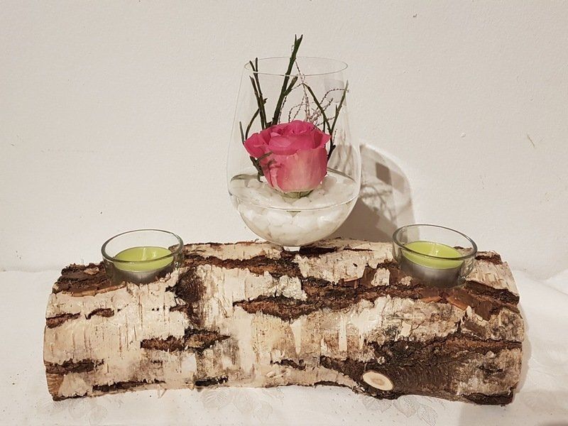 Hochzeitsdekoration aus Holz / Birke Kerzenständer Vasen Holzscheiben Birkenstamm