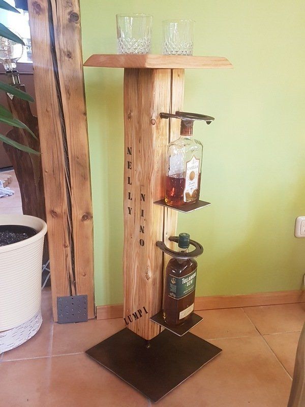 Whiskyständer Schnapsständer aus urigem Holzbalken bedrucktExklusives Lieblingsstück Unikat Handarbeit