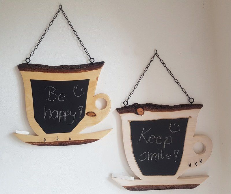 Memoboard Tafel in Tassenform aus Fichte geölt Wanddeko Exklusives Lieblingsstück