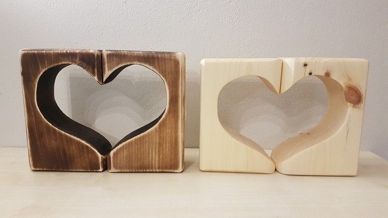 Dekoherz geteilt Fichte geölt in Herzform Exklusives Lieblingsstück Unikat Handarbeit