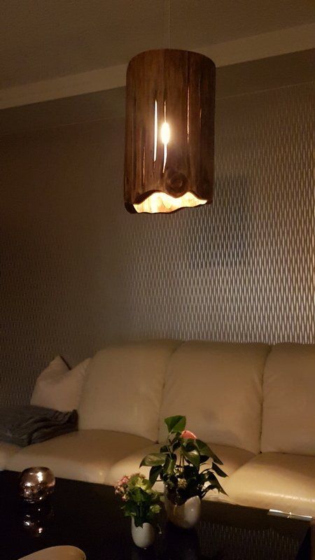 Deckenlampe aus Fichtenstamm gebeizt geölt Unikat Exklusives Lieblingsstück