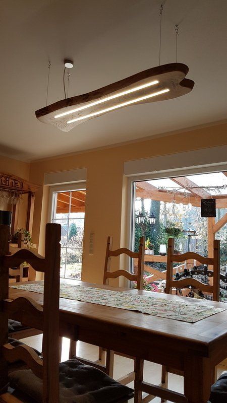 Deckenlampe aus Esche geölt mit LED Stripe Unikat Exklusives Lieblingsstück