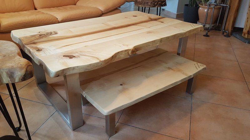 Couchtisch mit Untertisch Massivholz Ahorn natur geölt Exklusives Lieblingsstück Unikat Handarbeit