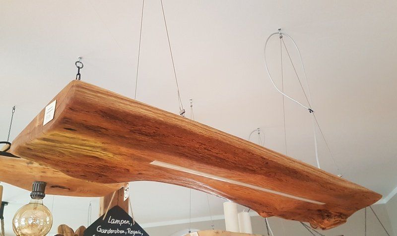 Deckenlampe aus Roteiche geölt mit LED Stripe Unikat Exklusives Lieblingsstück