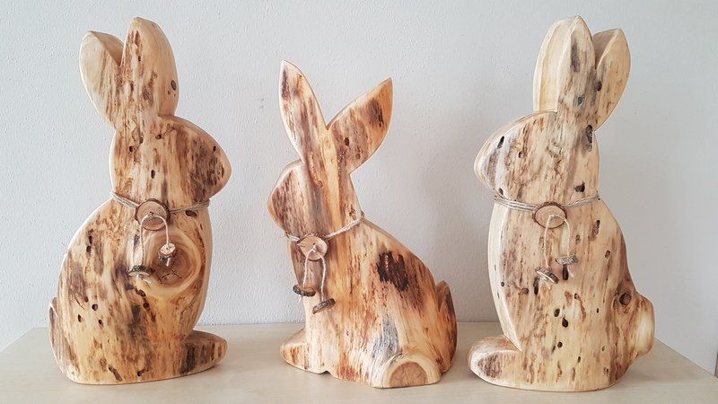 individuelle Osterdekoration Osterhasen aus Holz Unikate Exklusives Lieblingsstück