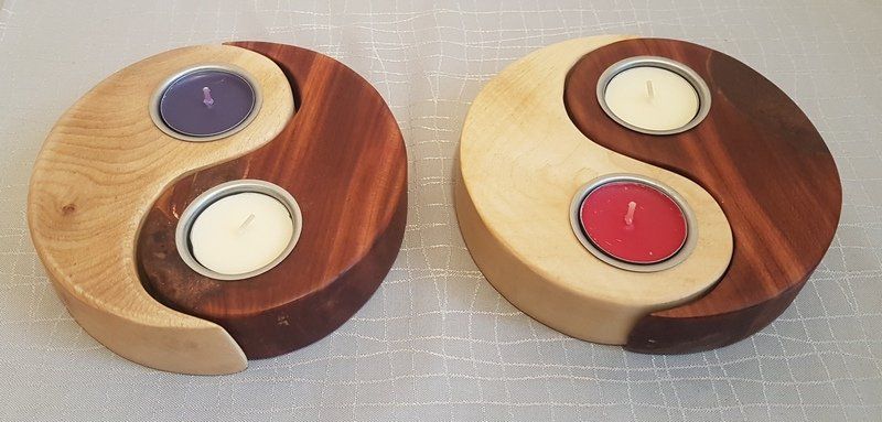 Kerzenständer Teelichhalter aus Holz Pflaume Ahorn geölt Exklusives Lieblingsstück Unikat Handarbeit