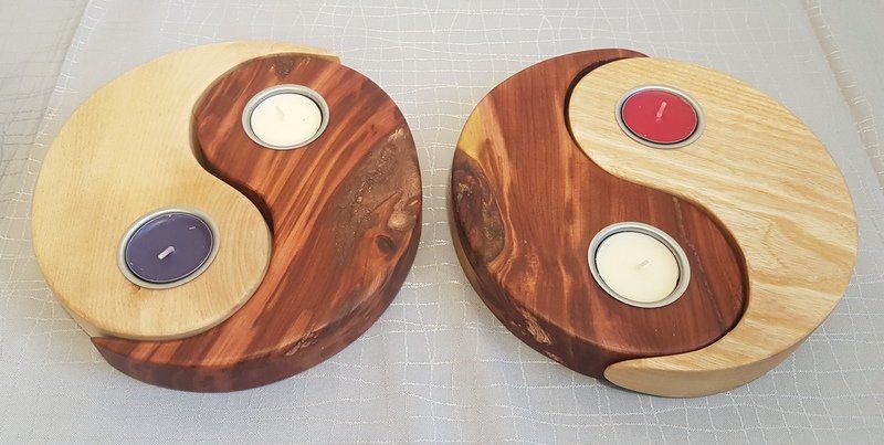 Kerzenständer Teelichhalter aus Holz Pflaume Ahorn geölt Exklusives Lieblingsstück Unikat Handarbeit