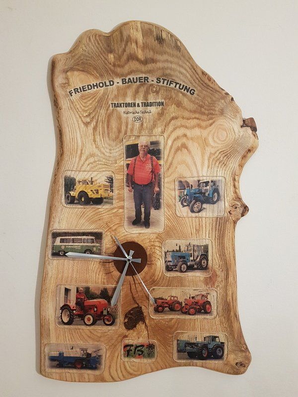 Bildercollage Uhr Fototransfer auf Holz als Wandbild Exklusives Lieblingsstück