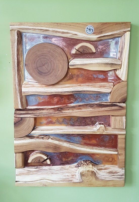 silber bronze kupfer Wandbild aus Robinie und Epoxidharz Epoxy Collage Exklusives Lieblingsstück Unikat Handarbeit