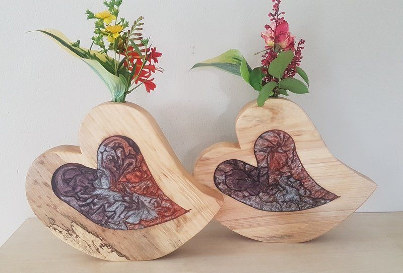 Holzherz mit Epoxy Unikat Exklusives Lieblingsstück