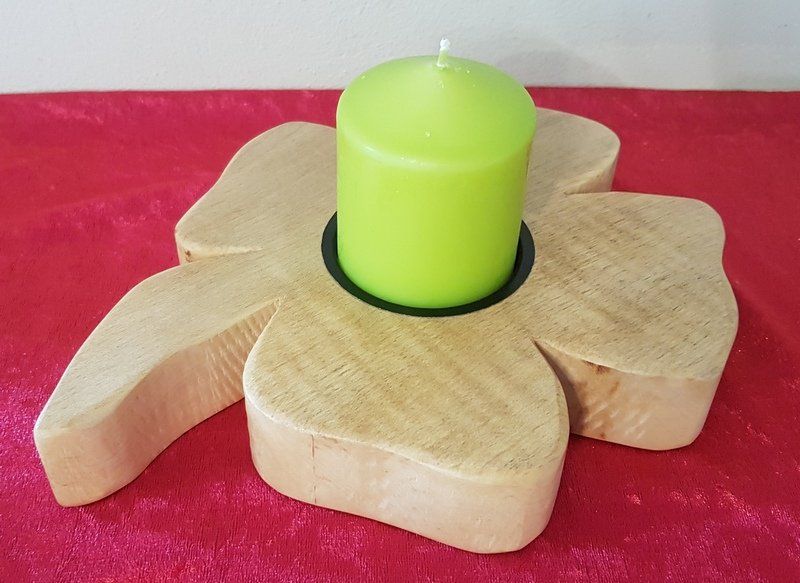 Kerzenständer Teelichhalter Kleeblatt aus Holz Ahorn geölt Exklusives Lieblingsstück Unikat Handarbeit