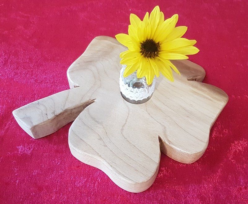 Holzvase mit Gläschen Ahorn Kleeblatt geölt Exklusives Lieblingsstück Unikat Handarbeit