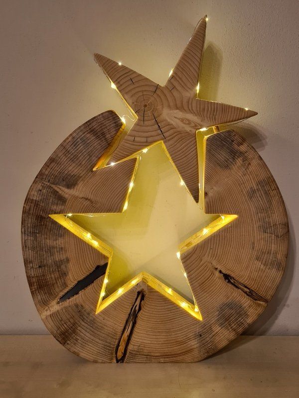 Holzstern Weihnachtsstern mit LED-Lichterkette Unikat in Handarbeit hergestellt Exklusives Lieblingsstück Unikat Handarbeit