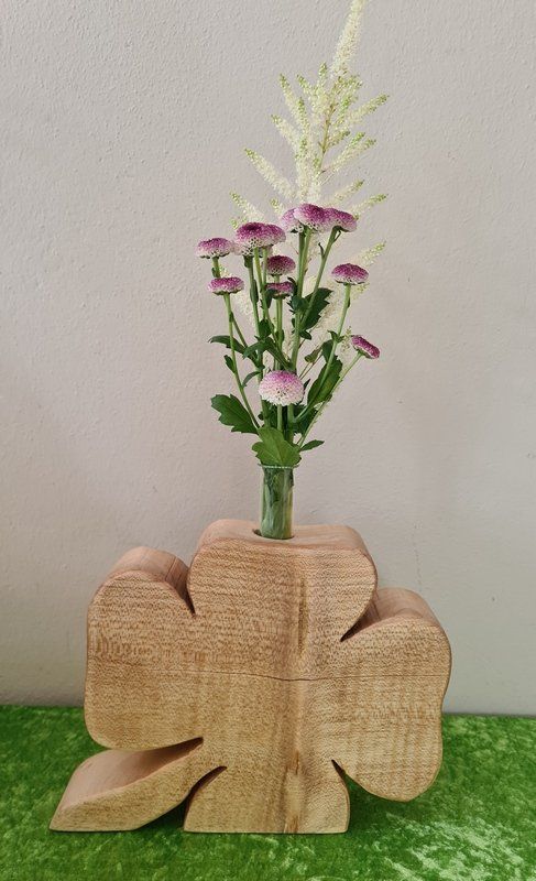 Holzvase mit Gläschen Ahorn Kleeblatt geölt Exklusives Lieblingsstück Unikat Handarbeit