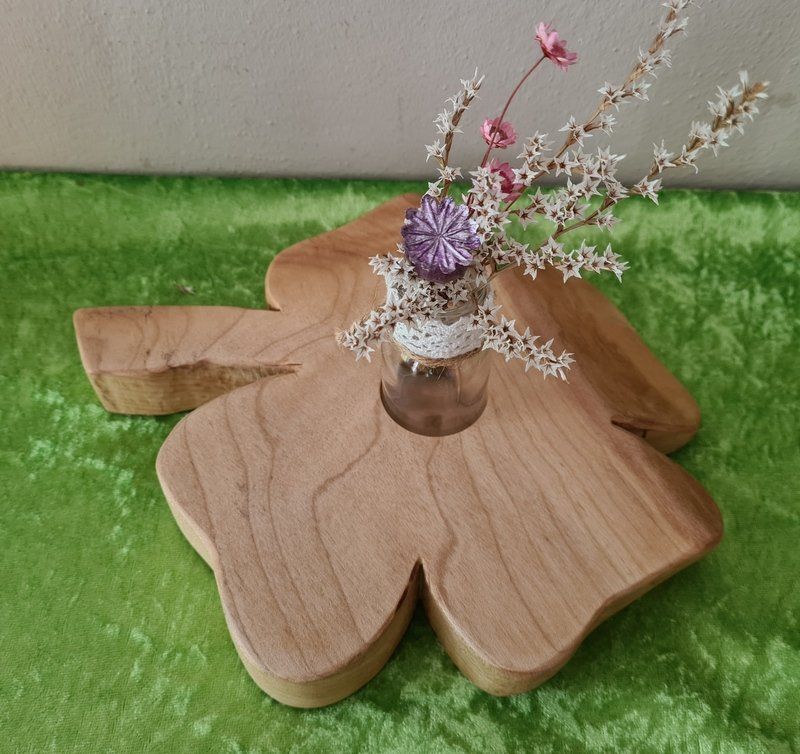 Holzvase mit Gläschen Ahorn Kleeblatt geölt Exklusives Lieblingsstück Unikat Handarbeit