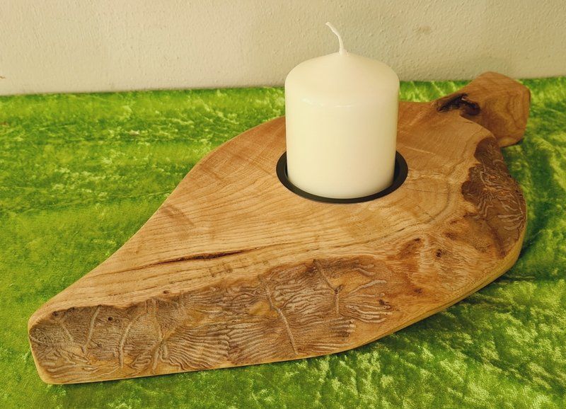 Kerzenständer Teelichhalter Blattform aus Holz Robinie geölt Exklusives Lieblingsstück Unikat Handarbeit