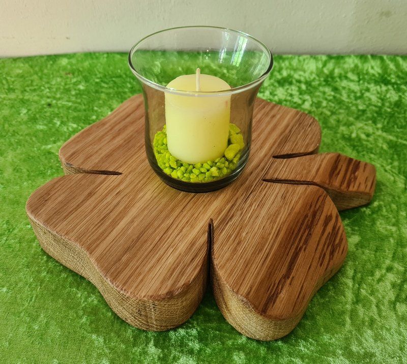 Kerzenständer Teelichhalter Kleeblatt aus Holz Robinie geölt Exklusives Lieblingsstück Unikat Handarbeit