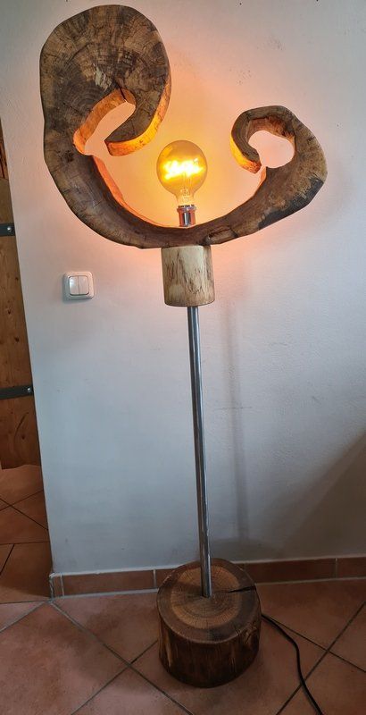 Stehlampe Holz Vintage Exklusives Lieblingsstück Unikat