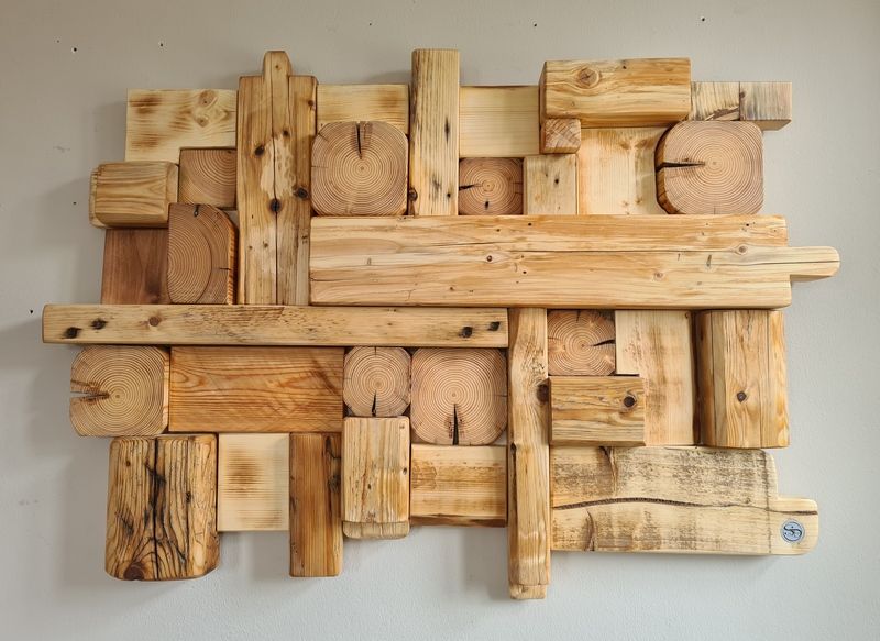 großes Wandbild aus alten Balken Collage Exklusives Lieblingsstück Unikat Handarbeit