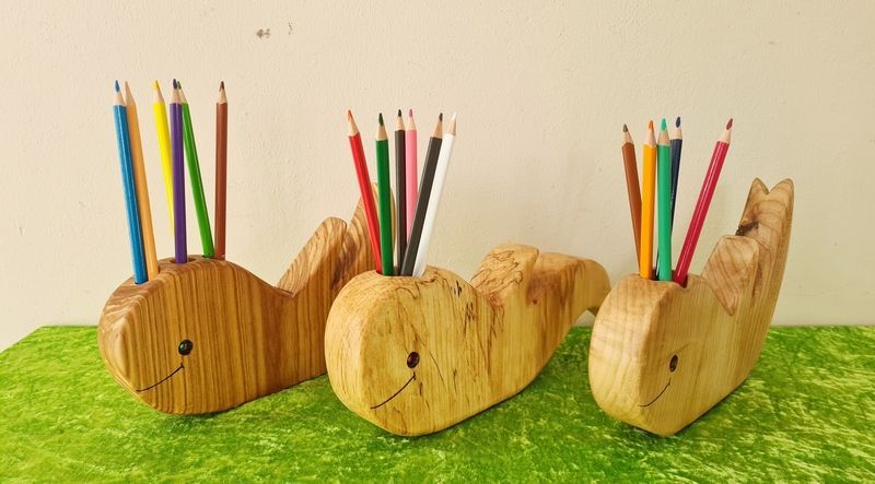 Stiftehalter Holz Wal Delfin geölt Holz Natur Exklusives Lieblingsstück Unikat Handarbeit