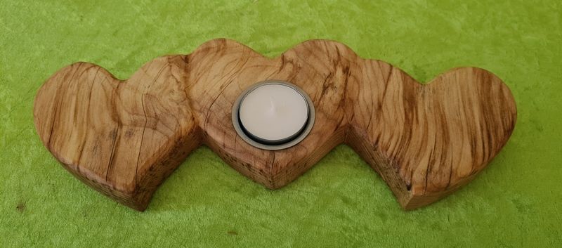 Kerzenständer Teelichthalter Herz aus Holz Robinie geölt Exklusives Lieblingsstück Unikat Handarbeit
