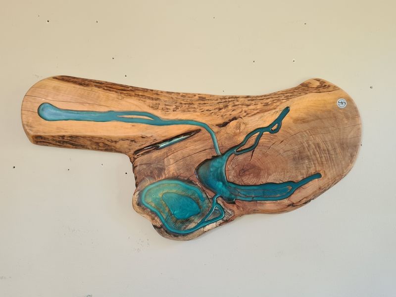 Wandbild Brett mit Lichhtenberg und Epoxidharz Epoxy Collage Exklusives Lieblingsstück Unikat Handarbeit