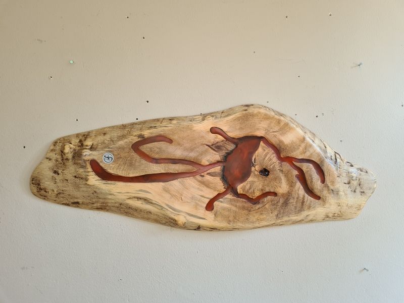 Wandbild Brett mit Lichhtenberg und Epoxidharz Epoxy Collage Exklusives Lieblingsstück Unikat Handarbeit