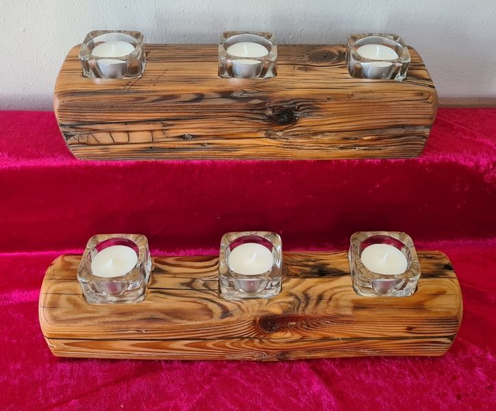 Kerzenständer Teelichthalter aus Holz alte Balken geölt Exklusives Lieblingsstück Unikat Handarbeit