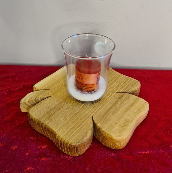 Kerzenständer Teelichhalter Kleeblatt aus Holz Robinie geölt Exklusives Lieblingsstück Unikat Handarbeit
