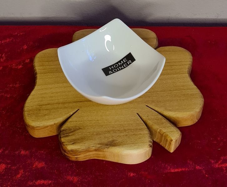 Servierbrett mit Schälchen Kleeblatt aus Robninie Unikat Exklusives Lieblingsstück Hochzeitsgeschenk