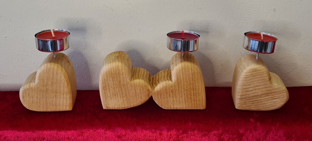 Teelichthalter natur in Herzform Ahorn Exklusives Lieblingsstück Unikat Handarbeit