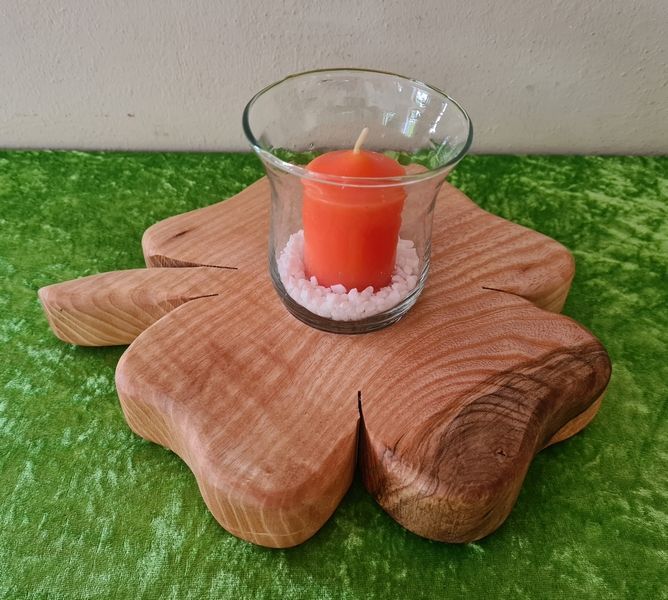 Kerzenständer Teelichhalter Kleeblatt aus Holz Esche geölt Exklusives Lieblingsstück Unikat Handarbeit
