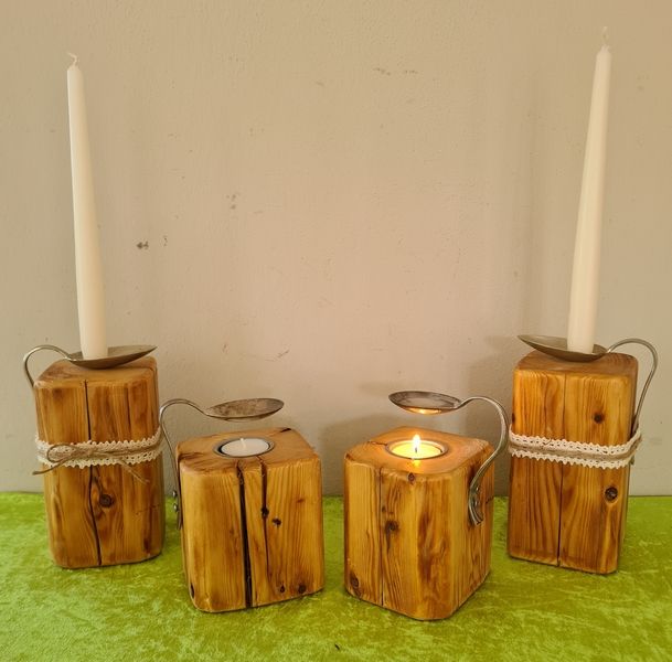 Kerzenständer Teelichthalter aus Holz alte Balken geölt Exklusives Lieblingsstück Unikat Handarbeit