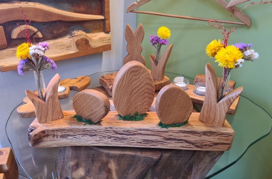 individuelle Osterdekoration Osterhasen aus Holz Unikate Exklusives Lieblingsstück