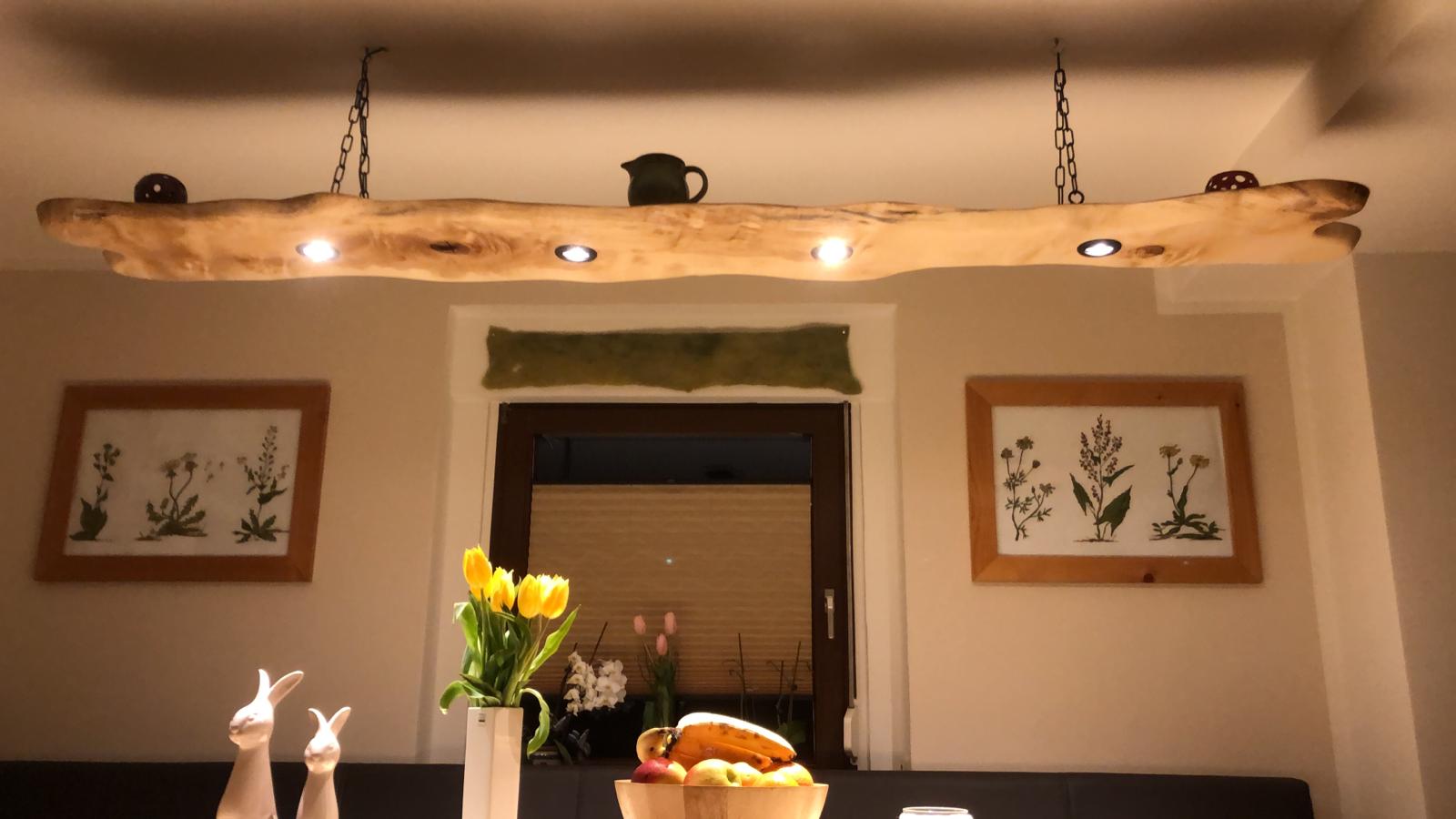 Deckenlampe aus Ahorn mit Spots / Einbaustrahler Unikat Exklusives Lieblingsstück