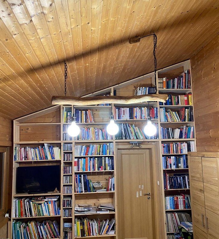 Deckenlampe aus Hartholz Ast geölt mit WiFi-Leuchtmittel Unikat Exklusives Lieblingsstück