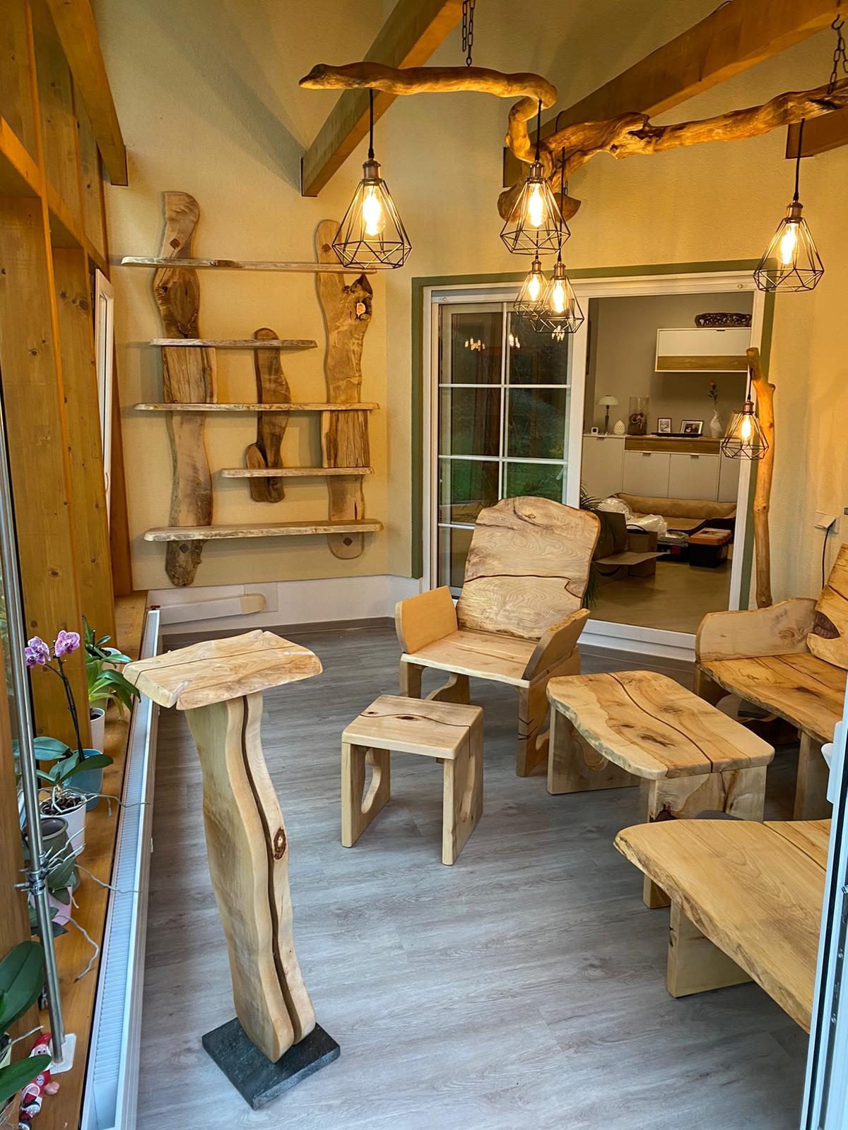 Wintergarten Möbel aus Holz Ahorn mit Epoxy geölt Exklusives Lieblingsstück Unikat Handarbeit