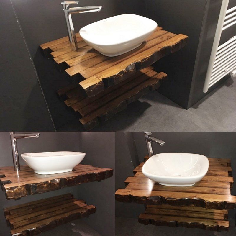 individuelle Herstellung einer Waschtischablage aus alten Balken individuelle Herstellung einer Waschtischablage aus alten Balken