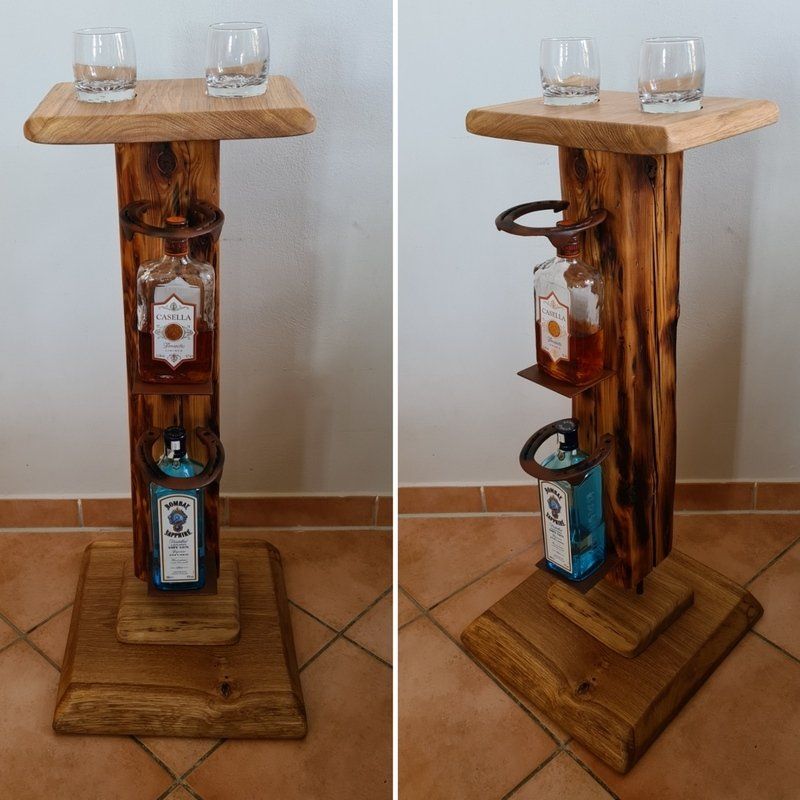 Whiskyständer Schnapsständer aus urigem Holzbalken Exklusives Lieblingsstück Unikat Handarbeit