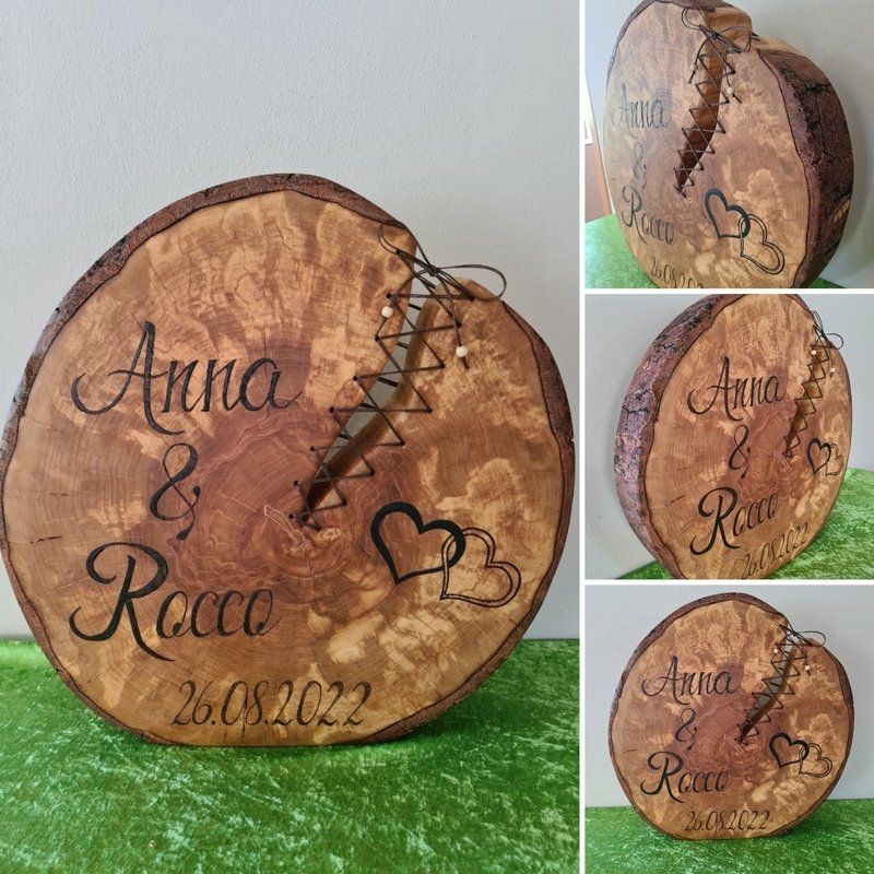 große Baumscheibe individueller Aufschrift Unikat Exklusives Lieblingsstück Hochzeitsgeschenk