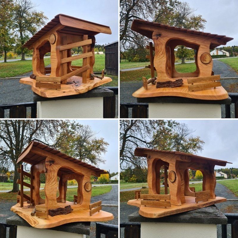 Vogelhaus Vogelfutterhaus Vogelvilla Eiche Robinie Exklusives Lieblingsstück