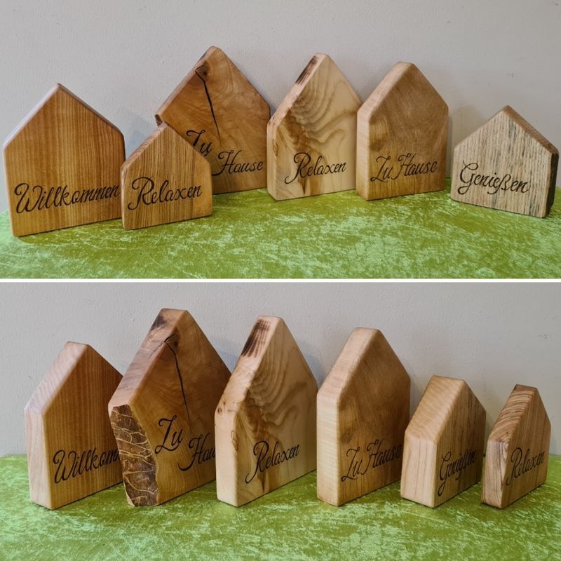 Holzdeko Holzhäuschen mit Spruch Buche Unikat Exklusives Lieblingsstück Hochzeitsgeschenk