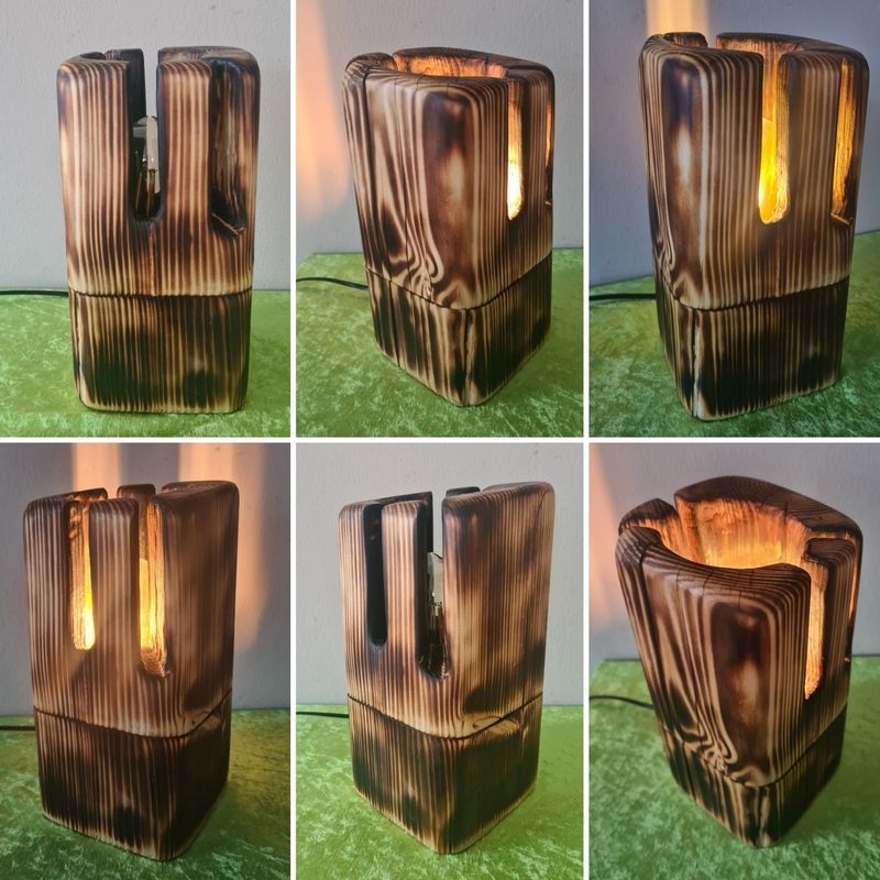 Tischlampe Balken geflammt Unikat Exklusives Lieblingsstück