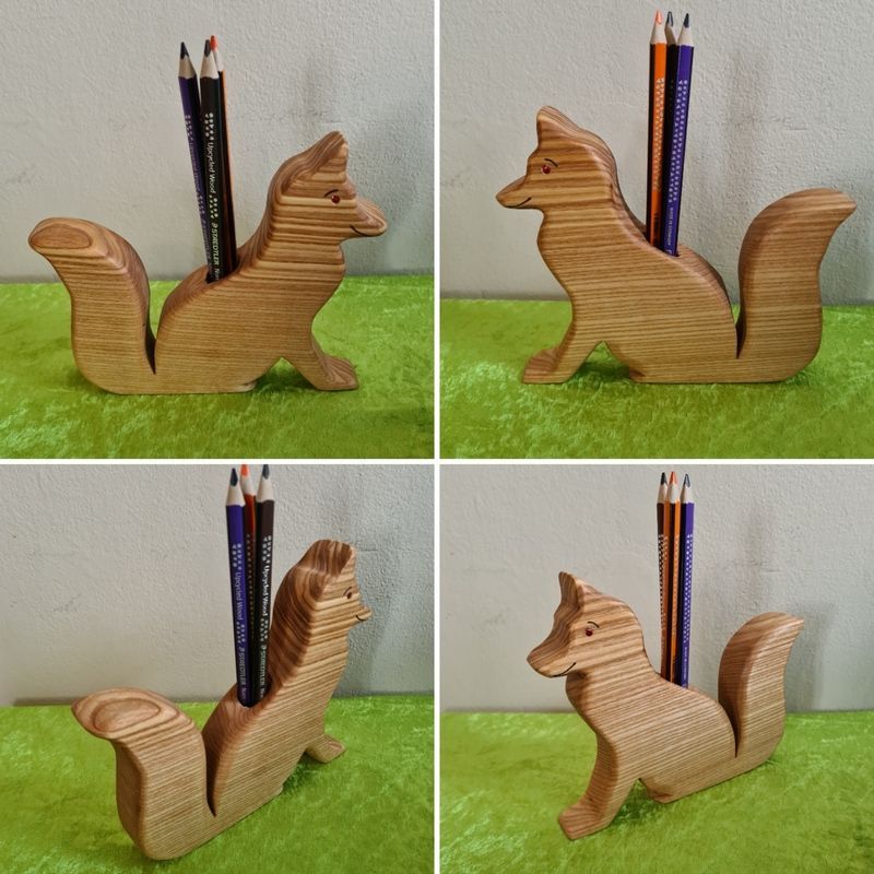 Stiftehalter Esche Fuchs geölt Holz Natur Exklusives Lieblingsstück Unikat Handarbeit