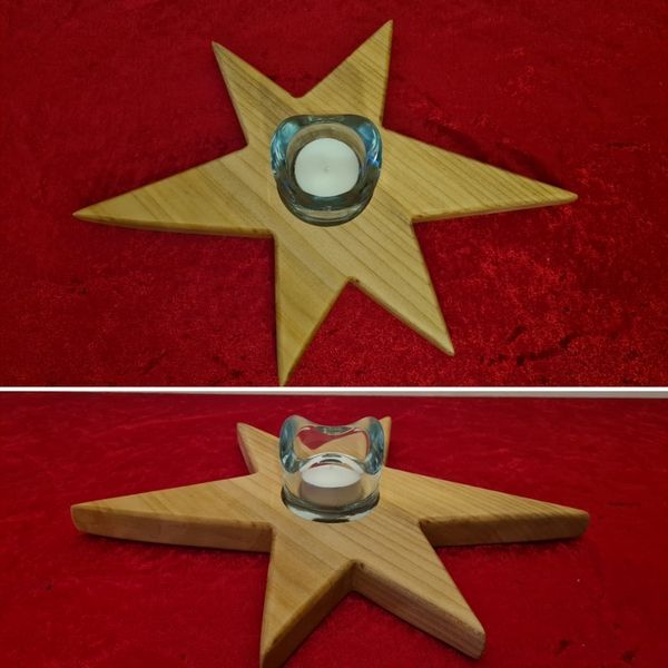 Kerzenständer Teelichthalter Stern aus Holz Ahorn geölt Exklusives Lieblingsstück Unikat Handarbeit