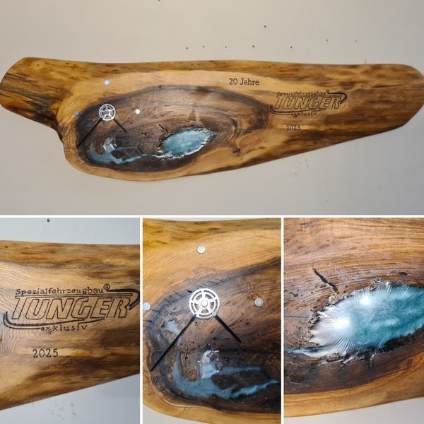 Wanduhr aus Holz Esche Epoxidharz geölt Exklusives Lieblingsstück Unikat Handarbeit