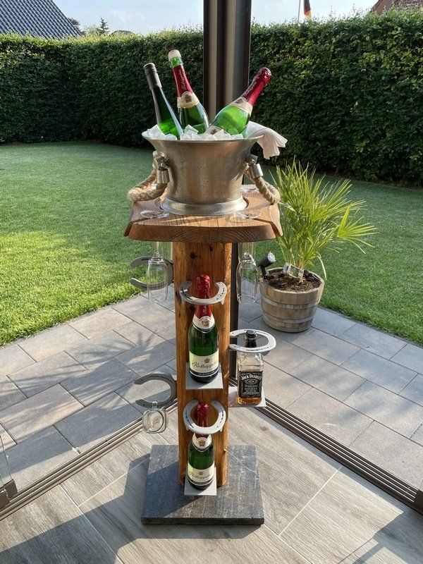 Sektständer Schnapsständer aus urigem Holzbalken Exklusives Lieblingsstück Unikat Handarbeit