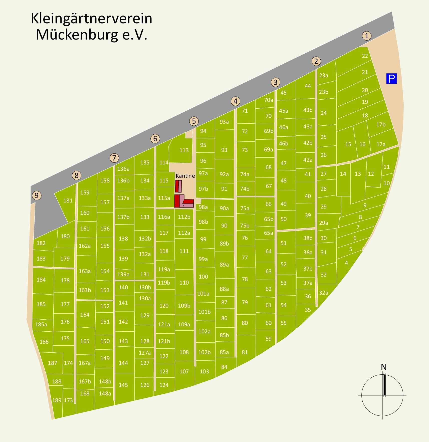 Lageplan KGV Mückenburg - zum Vergrößern bitte anklicken Lageplan