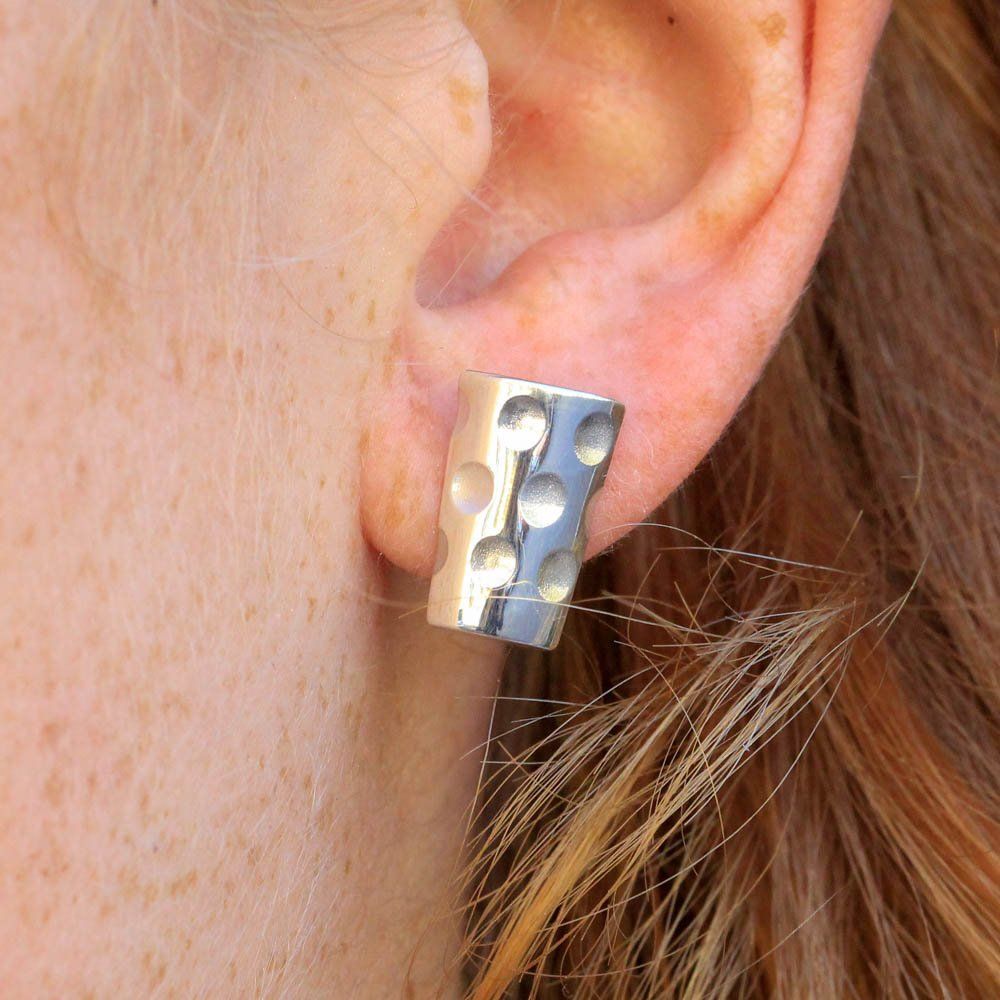 Dubbeglas-Ohrstecker, Silber poliert