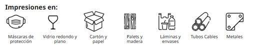 Materiales sobre los que imprime JetStamp 1025